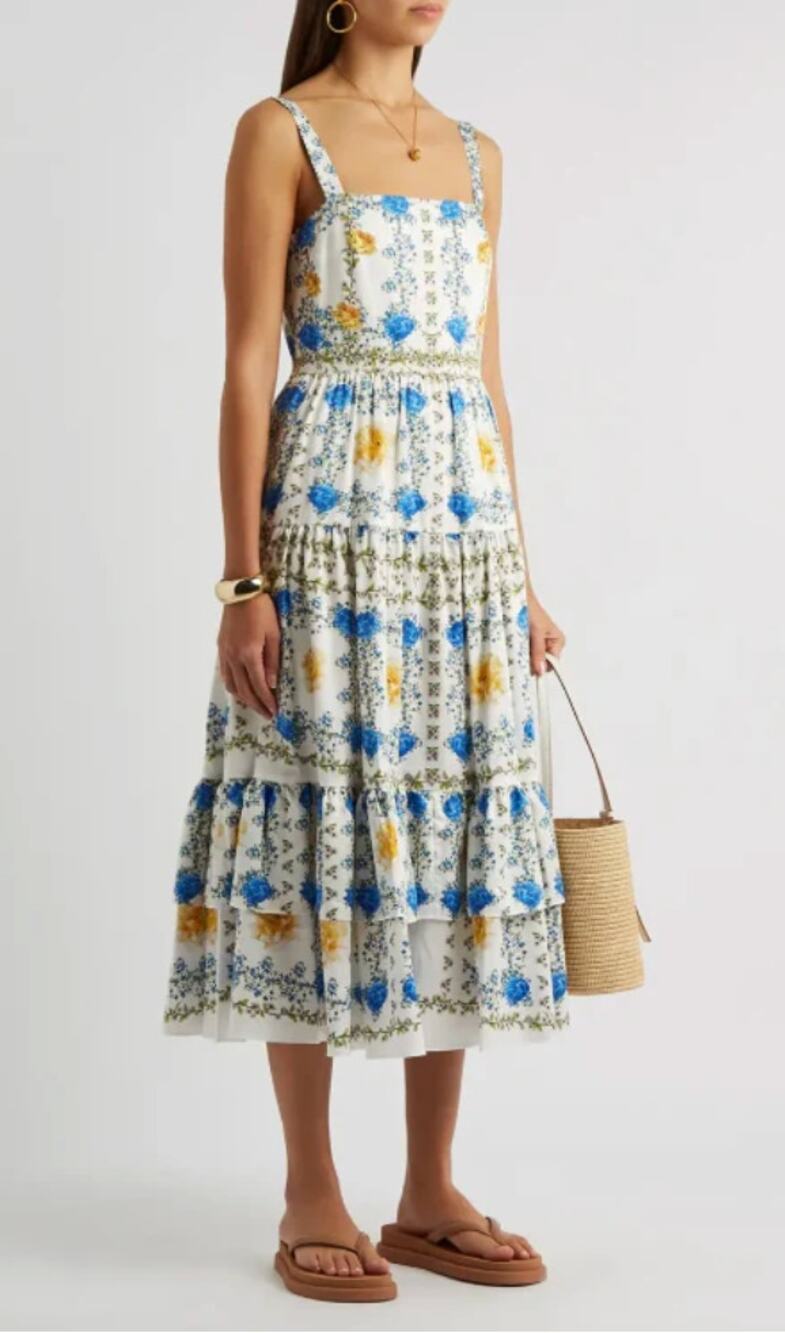 Borgo De Nor Daniela Floral-Print Cotton Midi Dress size 6
